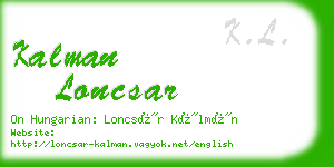 kalman loncsar business card